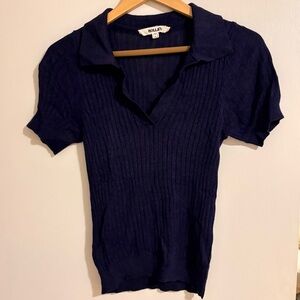 ROLLAS | Navy collared shirt sleeve sweater | Sz L